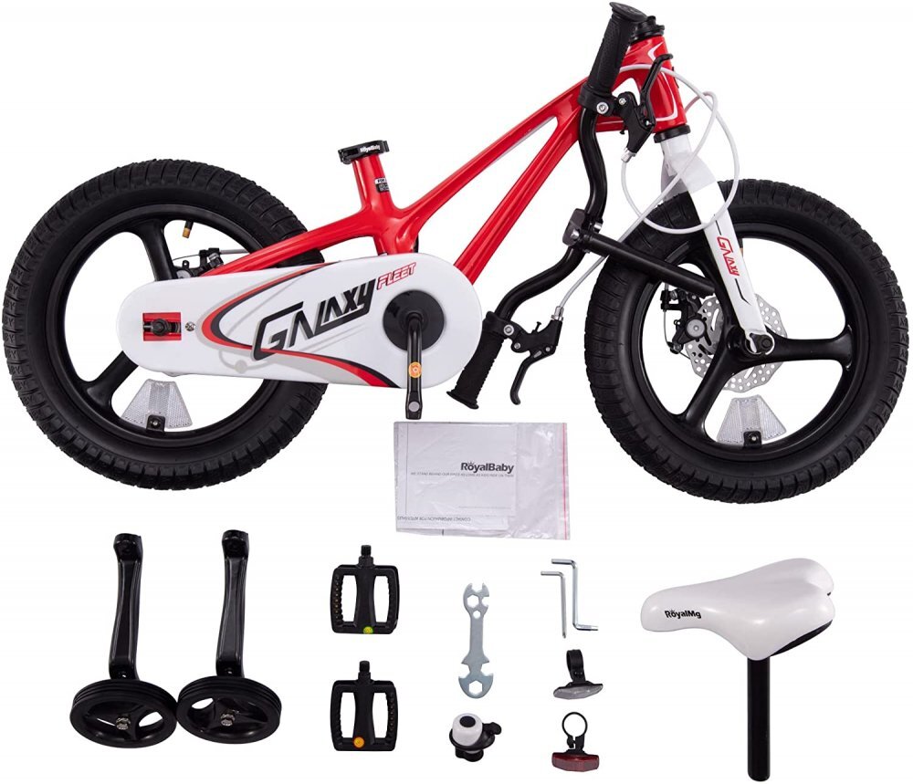 Royal Baby Bicicleta pentru copii 16 inch Galaxy G1601C RosuAlb 4-6 ani cu roti ajutatoare si frana pe disc