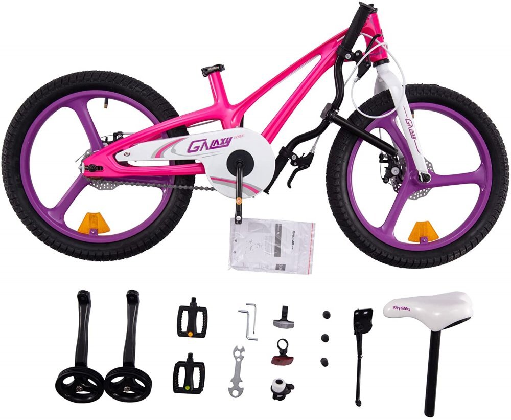 Royal Baby Bicicleta pentru copii 16 inch Galaxy G1601C RozAlb 4-6 ani cu roti ajutatoare si frana pe disc