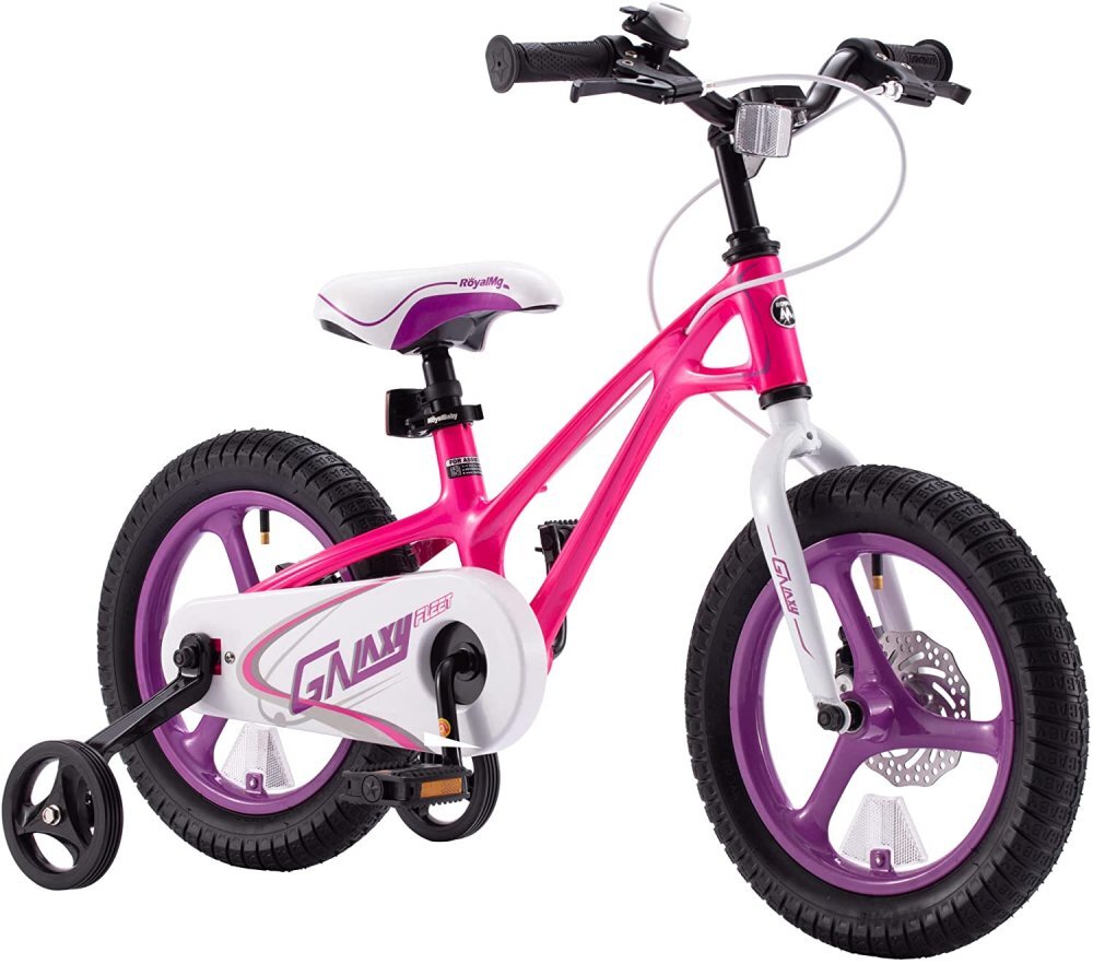 Royal Baby Bicicleta pentru copii 16 inch Galaxy G1601C RozAlb 4-6 ani cu roti ajutatoare si frana pe disc