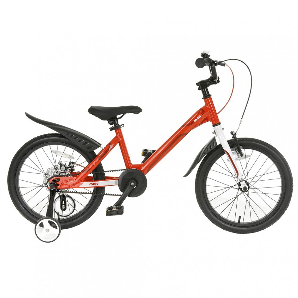 Royal Baby Bicicleta pentru copii 16 inch Mars M1601C RosuAlb 4-6 ani cadru din aluminiu roti ajutatoare frana spate mecanica pe disc frana fata C-brake