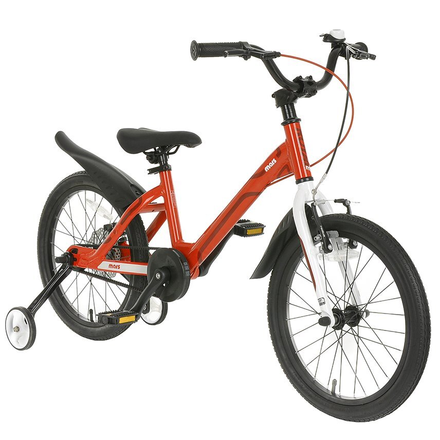 Royal Baby Bicicleta pentru copii 16 inch Mars M1601C RosuAlb 4-6 ani cadru din aluminiu roti ajutatoare frana spate mecanica pe disc frana fata C-brake