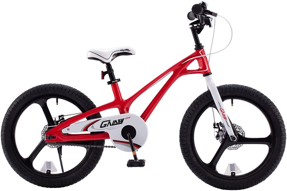 Royal Baby Bicicleta pentru copii Galaxy G1801C 18 inch RosuAlb 5-7 ani Cadru Magneziu Frane Disc Roti Ajutatoare