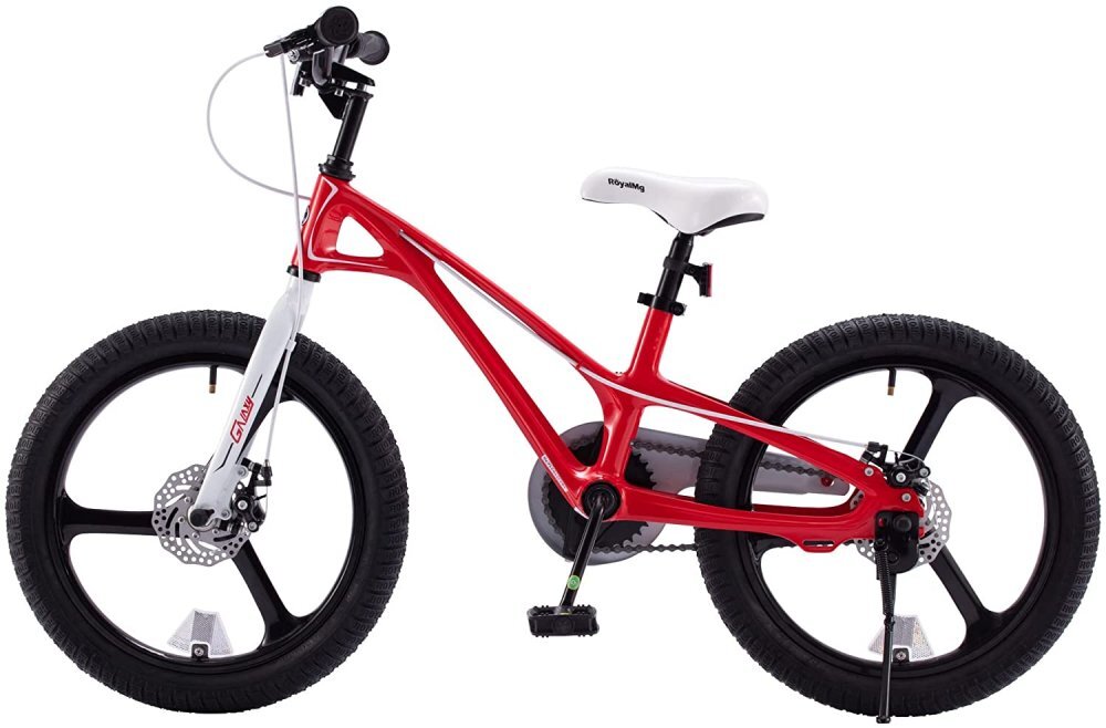 Royal Baby Bicicleta pentru copii Galaxy G1801C 18 inch RosuAlb 5-7 ani Cadru Magneziu Frane Disc Roti Ajutatoare