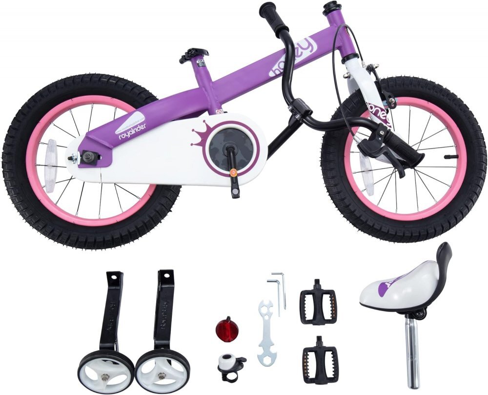 Royal Baby Bicicleta pentru copii Honey Children Mov 14 inch Frana fata C-Brake Frana spate Torpedo Roti Ajutatoare varsta 3-5 ani