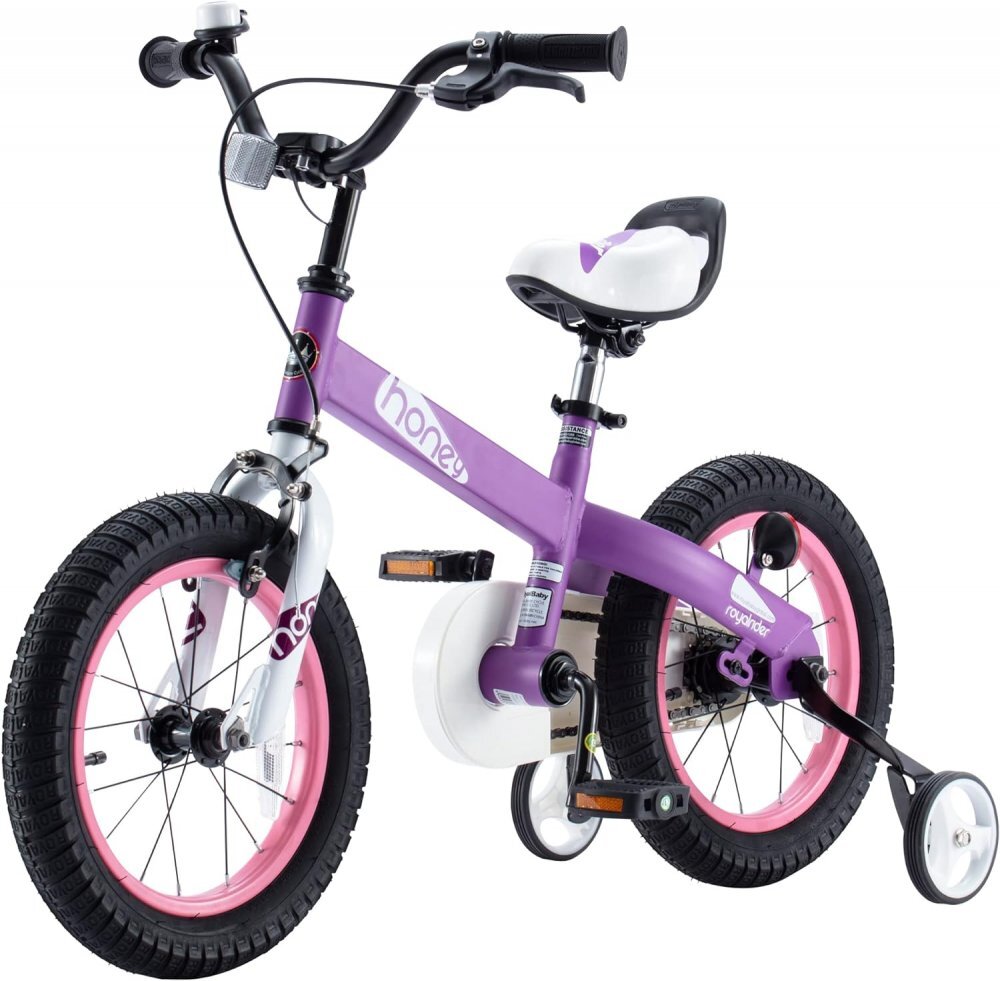 Royal Baby Bicicleta pentru copii Honey Children Mov 14 inch Frana fata C-Brake Frana spate Torpedo Roti Ajutatoare varsta 3-5 ani
