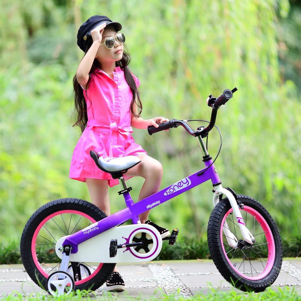 Royal Baby Bicicleta pentru copii Honey Children Mov 14 inch Frana fata C-Brake Frana spate Torpedo Roti Ajutatoare varsta 3-5 ani