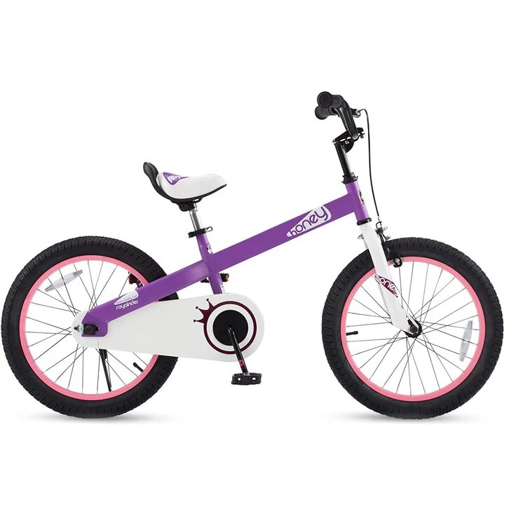 Royal Baby Bicicleta pentru copii Honey Children Mov cu ghidon reglabil cadru din otel 18 inch varsta 5-7 ani greutate suportata 80 kg