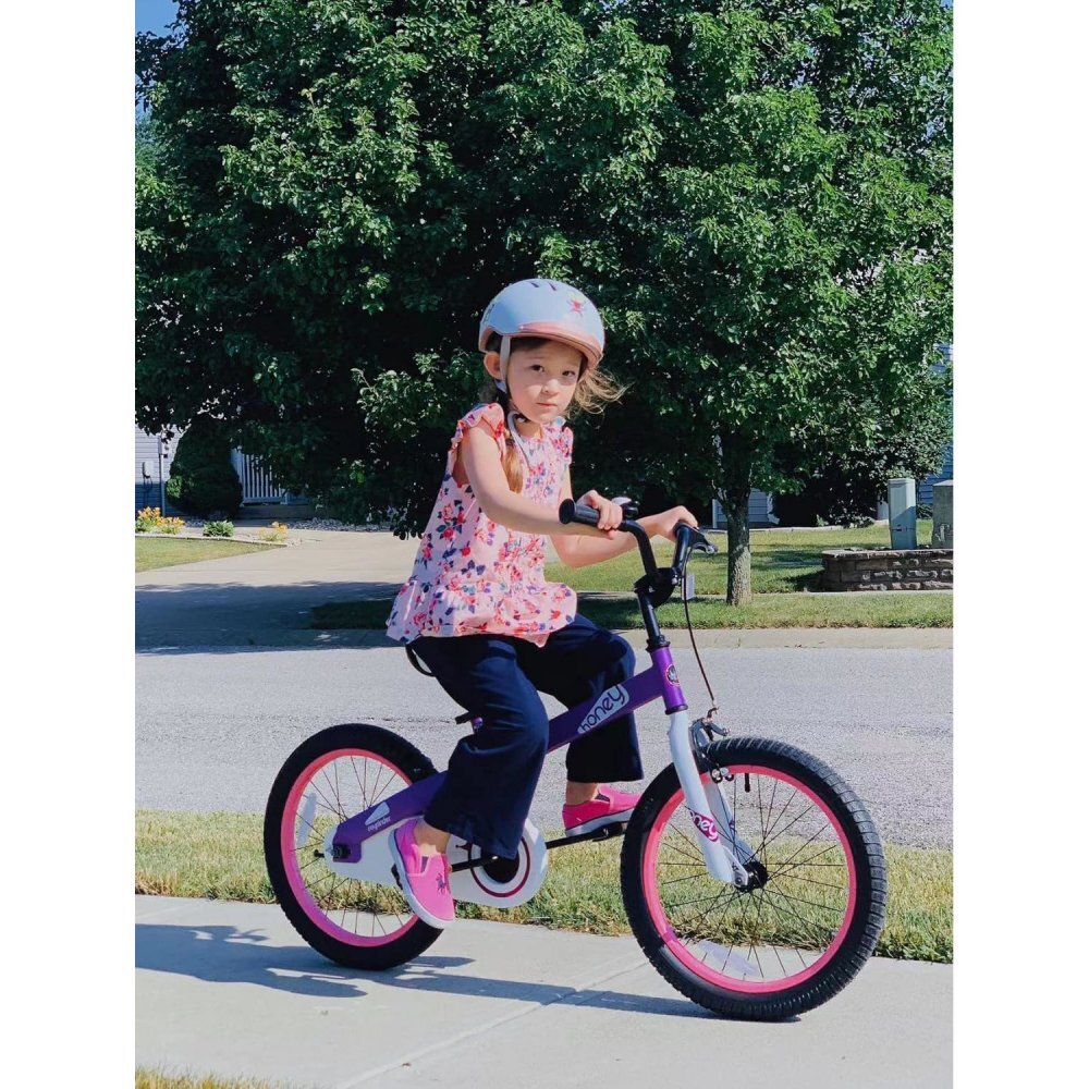 Royal Baby Bicicleta pentru copii Honey Children Mov cu ghidon reglabil cadru din otel 18 inch varsta 5-7 ani greutate suportata 80 kg