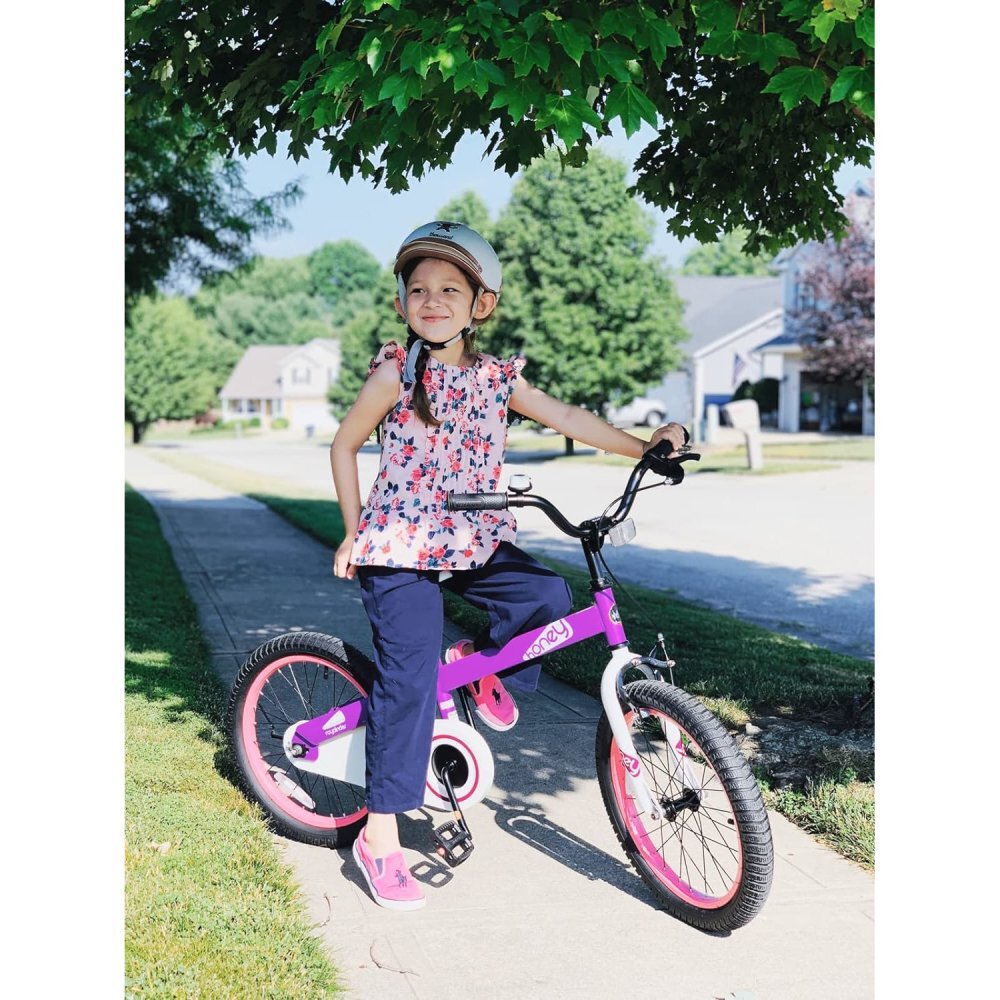 Royal Baby Bicicleta pentru copii Honey Children Mov cu ghidon reglabil cadru din otel 18 inch varsta 5-7 ani greutate suportata 80 kg
