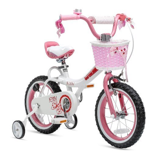 Royal Baby Bicicleta pentru copii Jenny Children Alb cu roti ajutatoare ghidon reglabil cosulet cadru din otel varsta 3-5 ani 14 inch greutate suportata 60 kg
