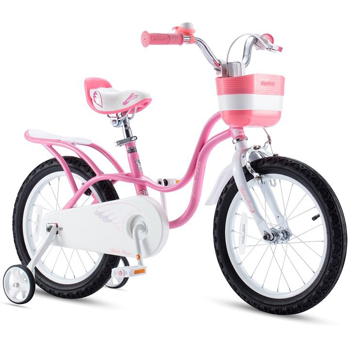 Royal Baby Bicicleta pentru copii Little Swan Roz 14 inch Frana fataspate V-Brake Roti Ajutatoare 3-5 ani