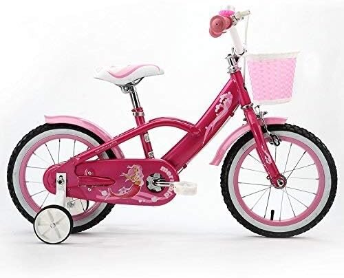 Royal Baby Bicicleta pentru copii Mermaid Roz cu roti ajutatoare varsta 5-7 ani roti 18 inch cadru din otel ghidon reglabil cosulet greutate suportata 60 Kg