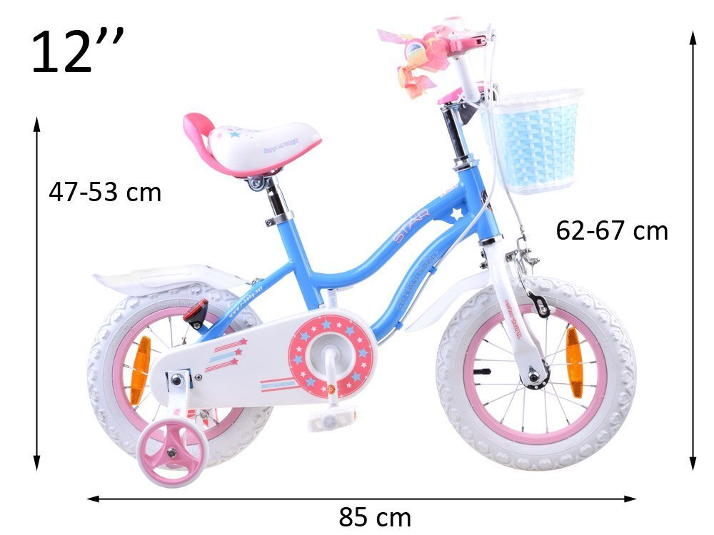 Royal Baby Bicicleta pentru copii StarGirl Albastru 2-4 ani Roti 12 Inch Frana fata V-Brake Spate Tambur Roti Ajutatoare