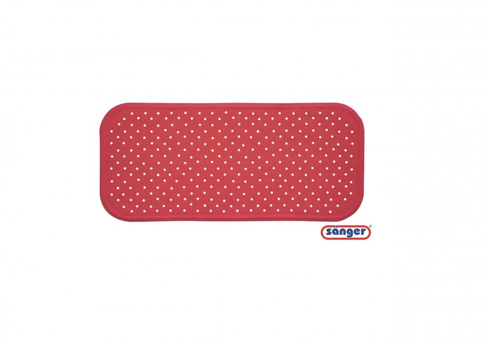 SANGER Covoras antiderapant cu ventuze pentru cada 76x34 cm rosu