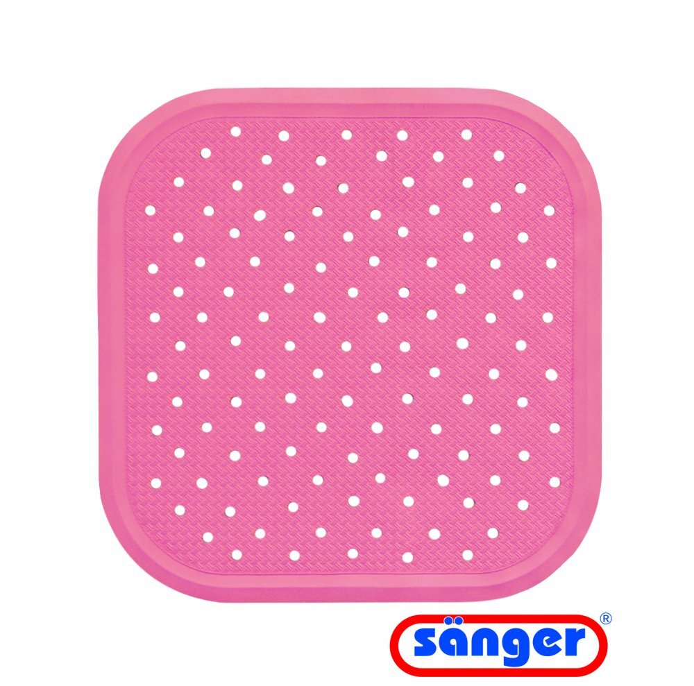 SANGER Covoras antiderapant de dus cu ventuze pentru fixare 56x56 cm roz