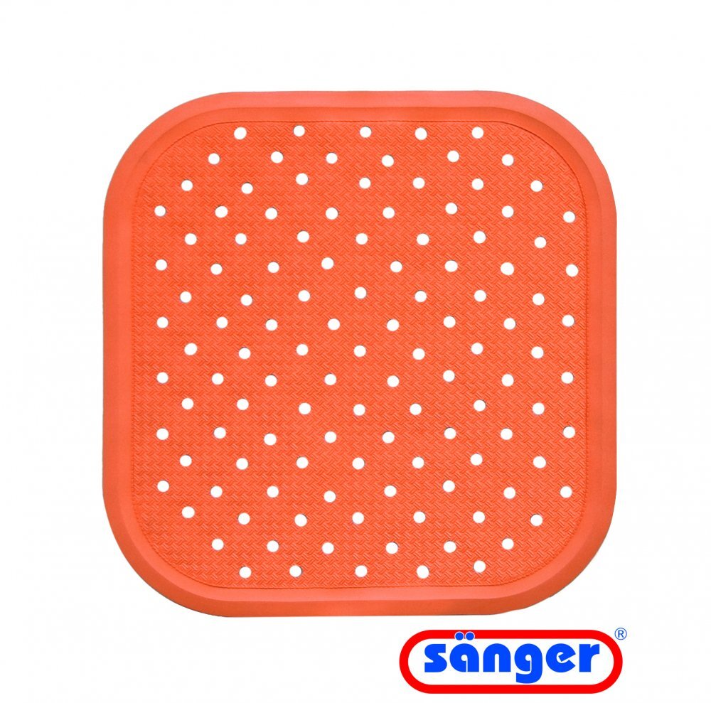SANGER Covoras de dus antiderapant cu ventuze pentru fixare 56x56 cm portocaliu