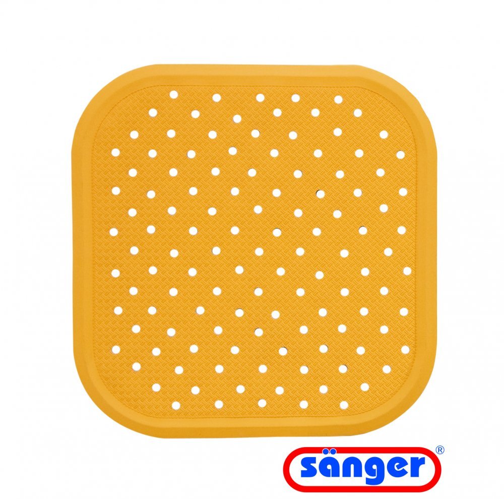 SANGER Covoras din cauciuc natural de dus antiderapant 56x56 cm galben