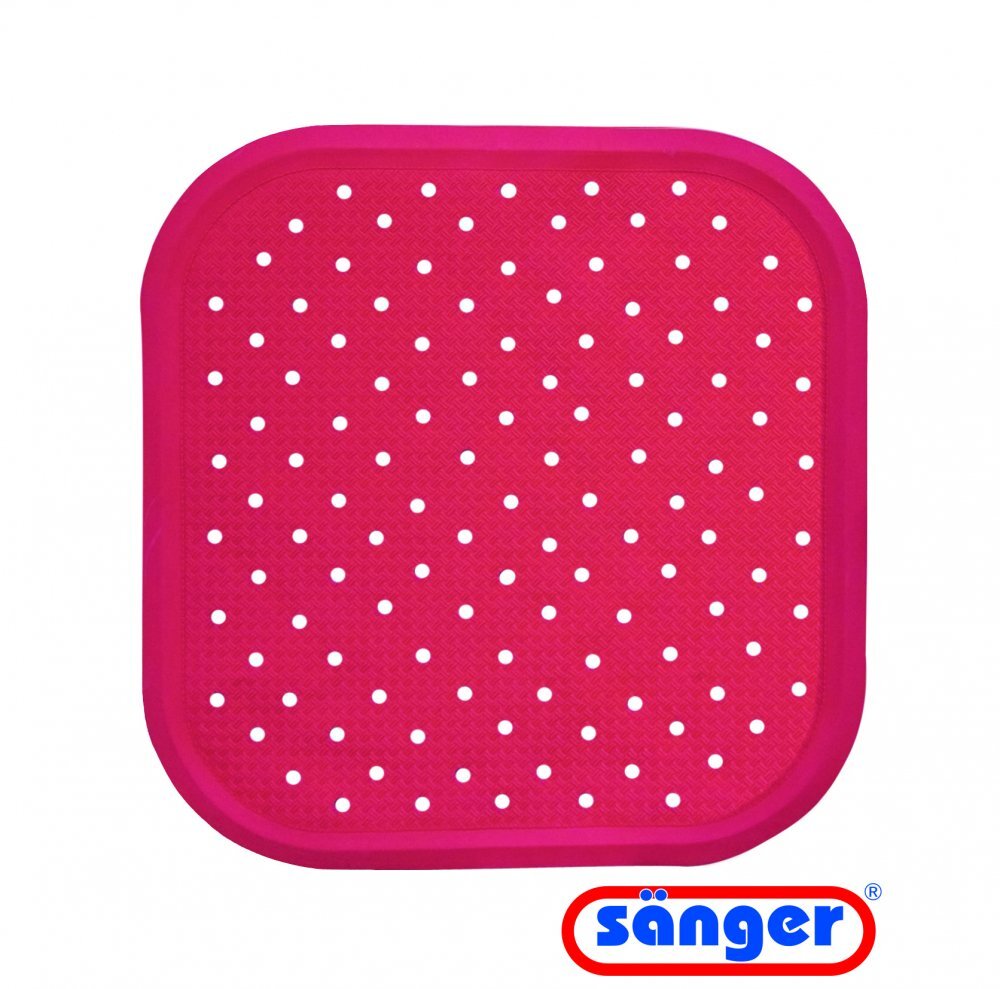 SANGER Covoras pentru dus antiderapant cu ventuze 56 x 56 cm rosu