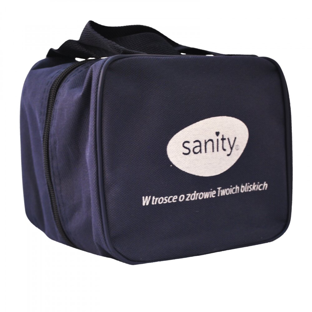 Sanity Aparat aerosoli cu compresor Inhaler Simple compact cu dimensiuni reduse geanta de transport alb