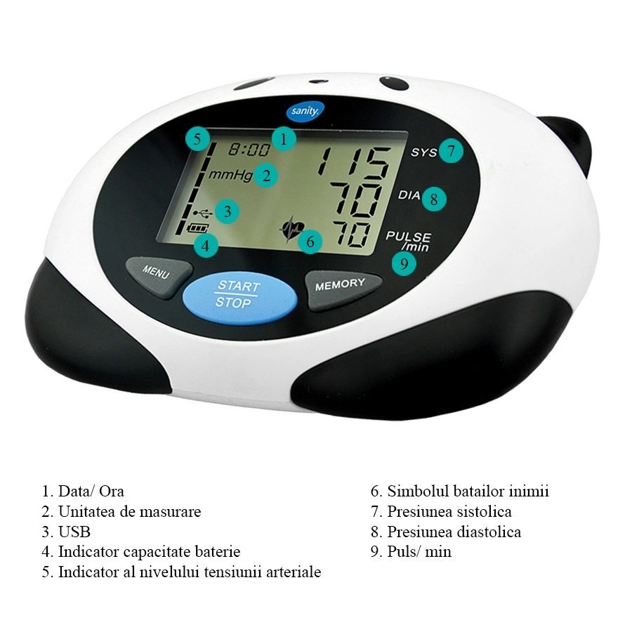 Sanity Tensiometru electronic de brat Children AP 1720 pentru copii 3 - 12 ani Tehnologie DCC 200 seturi de memorie