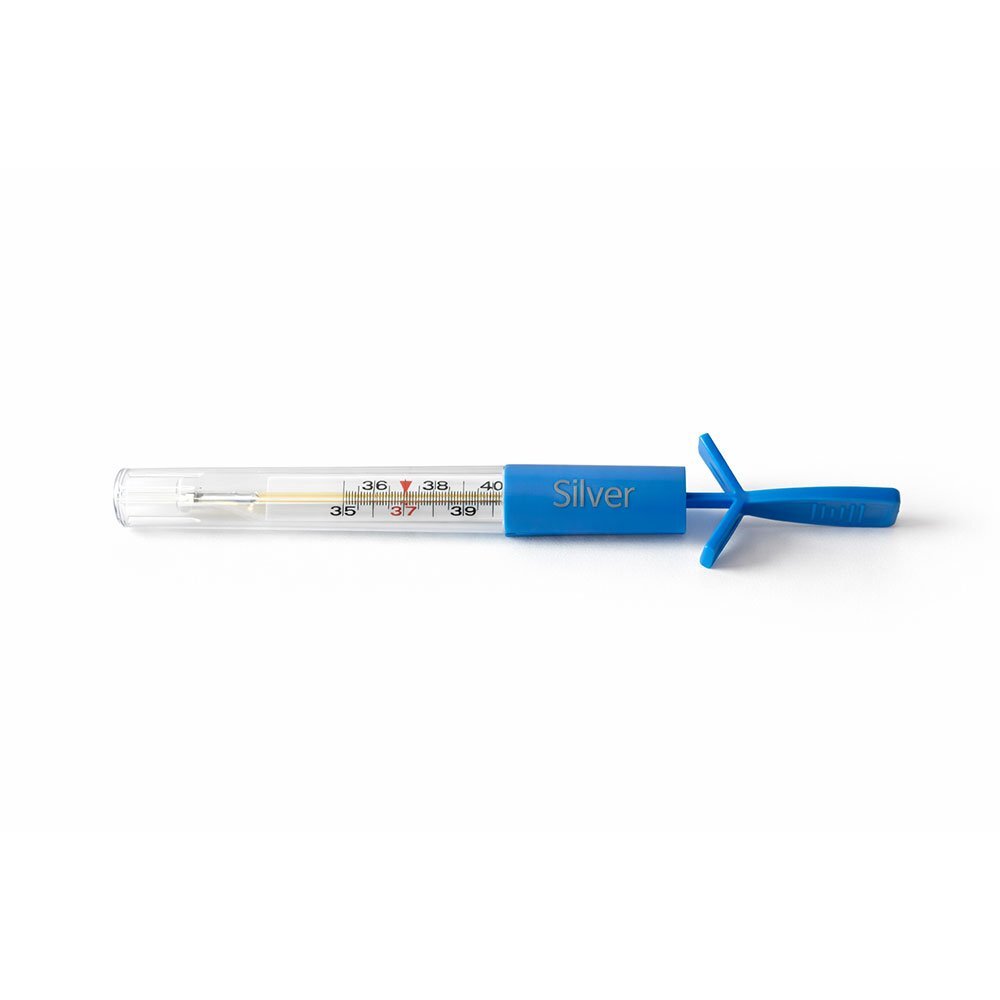 Sanity Termometru clasic Silver din sticla hipoalergenic fara mercur nichel sau PVC usor de utilizat igienic si sigur