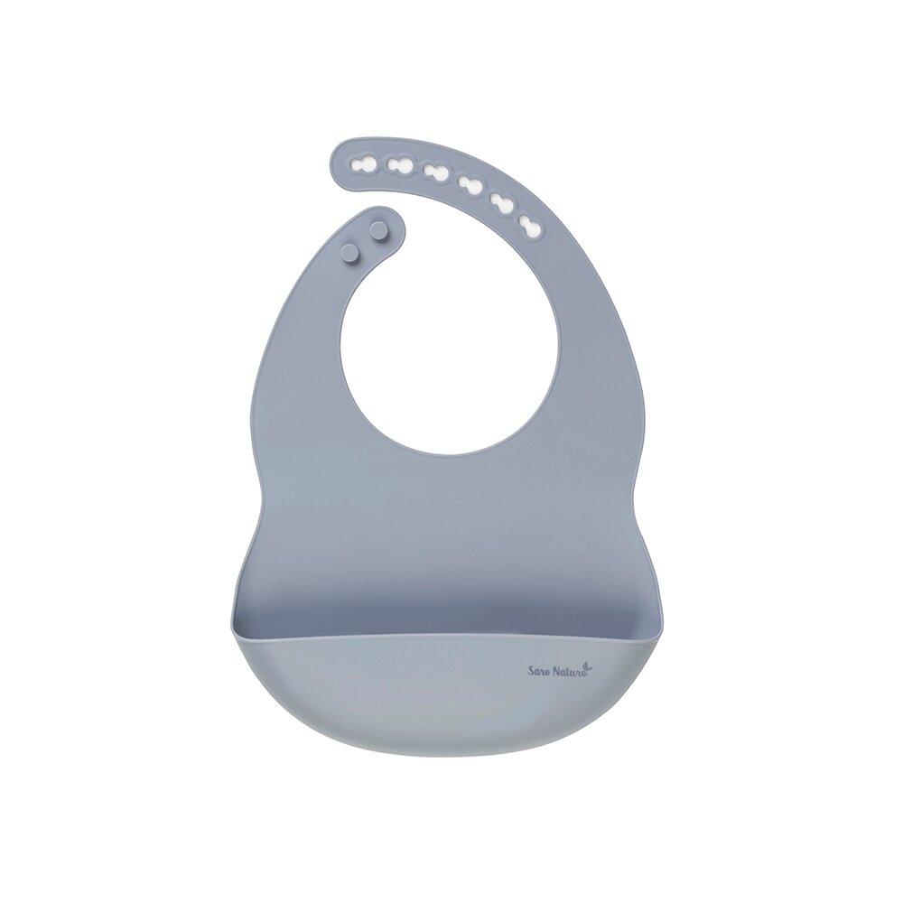 Saro Baby Baveta ajustabila din silicon cu buzunar Nordic blue mist