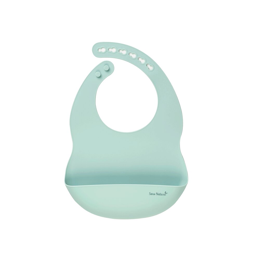 Saro Baby Baveta ajustabila din silicon cu buzunar Nordic mint