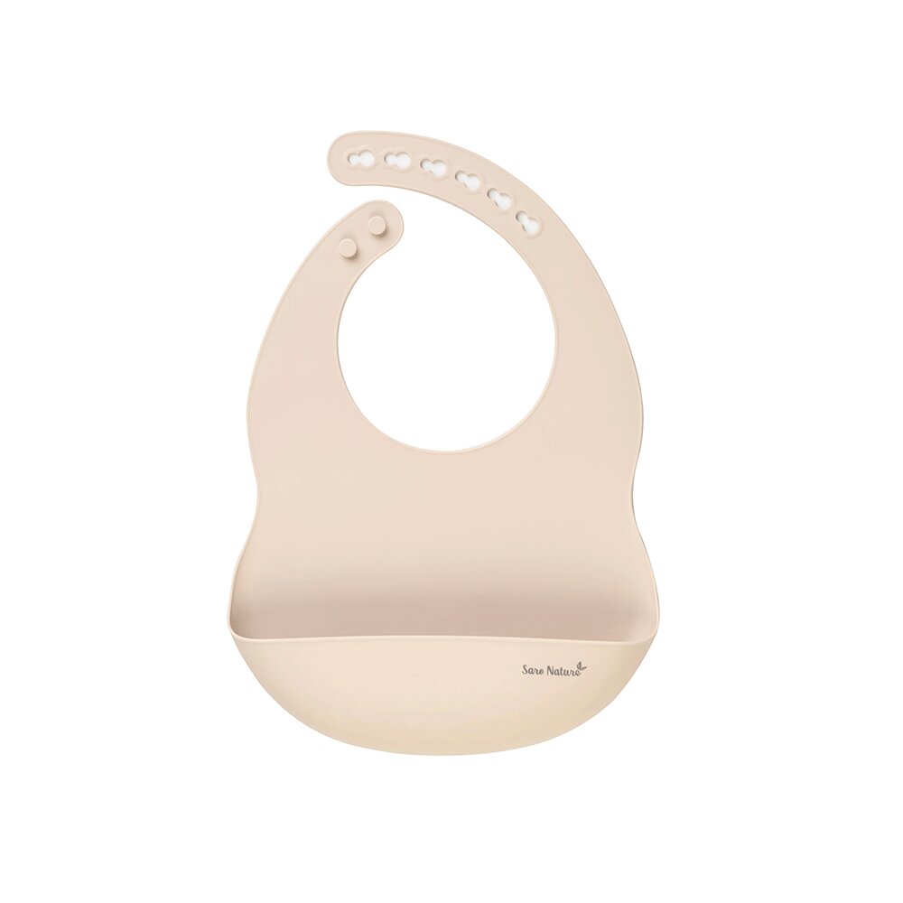 Saro Baby Baveta ajustabila din silicon cu buzunar Nordic sand
