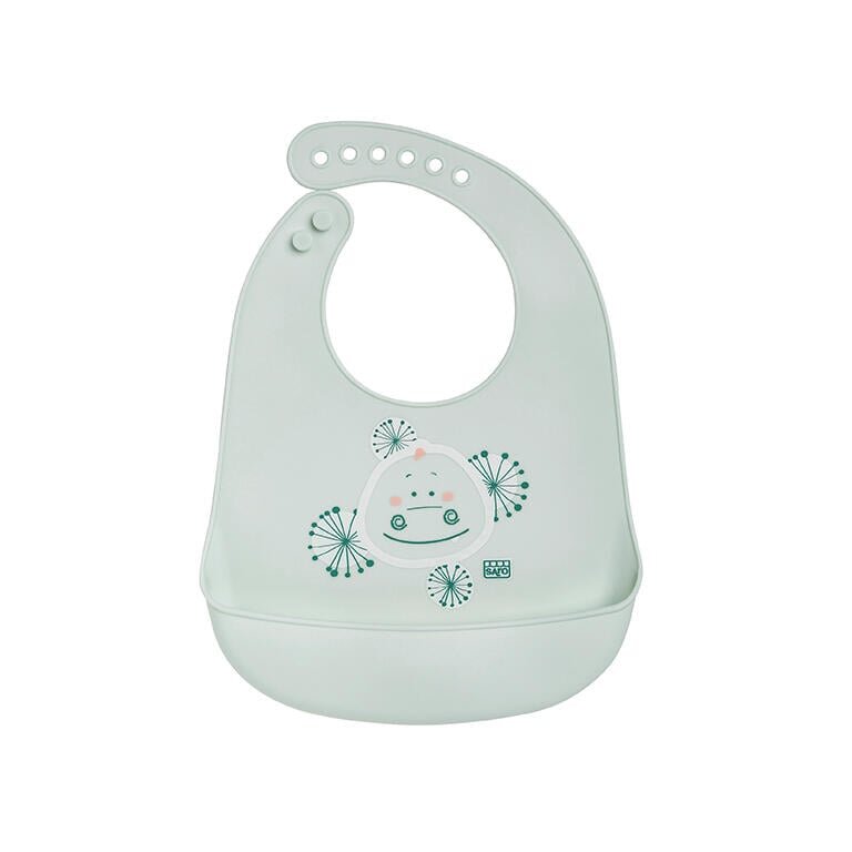 Saro Baby Baveta ajustabila din silicon cu buzunar Yum Bib green crocodile