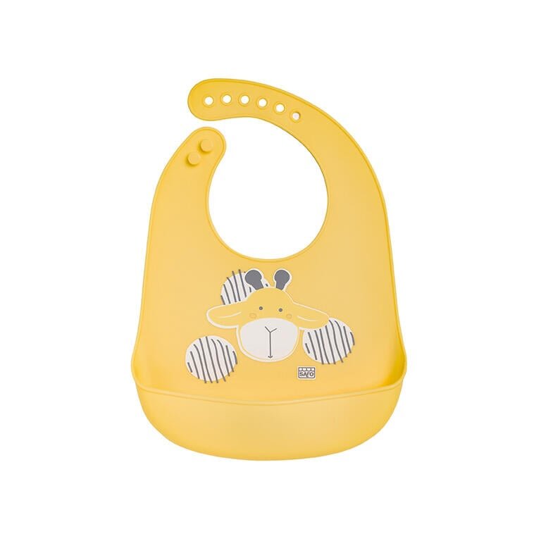 Saro Baby Baveta ajustabila din silicon cu buzunar Yum Bib yellow jiraffe
