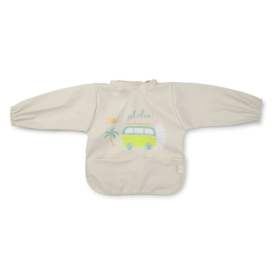 Saro Baby Baveta impermeabila cu maneci si buzunar Aloha sand