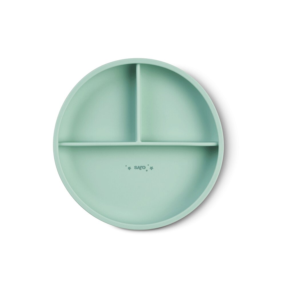 Saro Baby Farfurie divizata din silicon cu ventuza Saro Nature Food Fun mint
