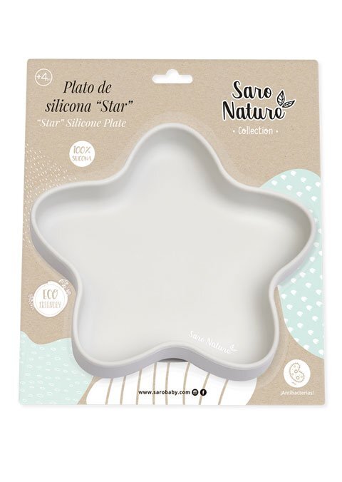 Saro Baby Farfurie silicon stea gri