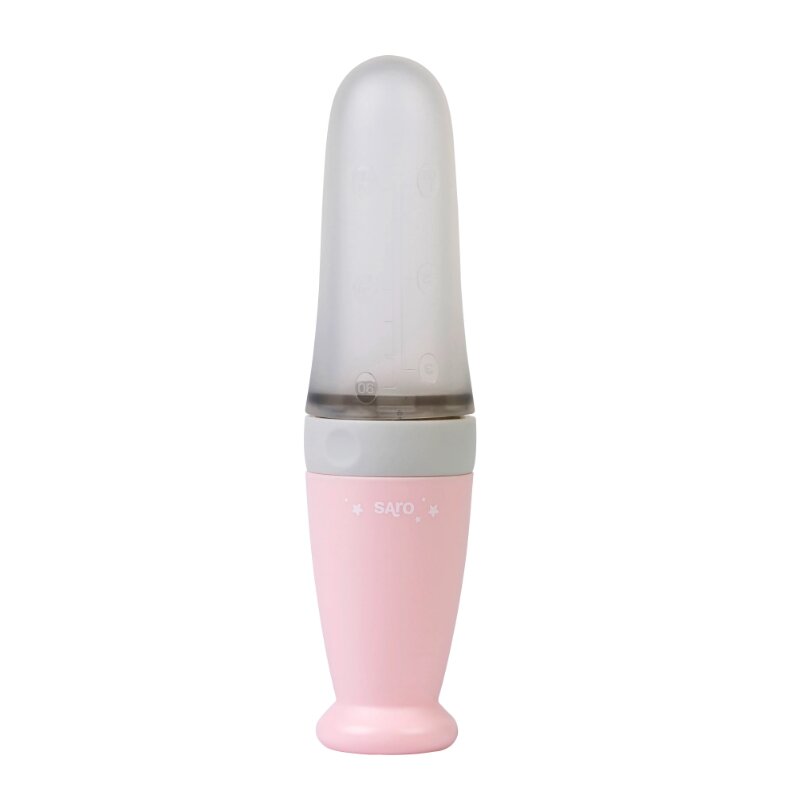 Saro Baby Lingurita cu rezervor din silicon alimentar 90 ml roz