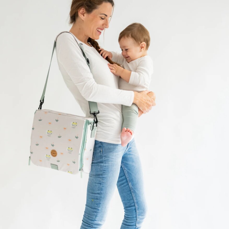 Saro Baby Scaun de masa portabil Aloha 2 in 1 design multifunctional geanta de mana centura de siguranta