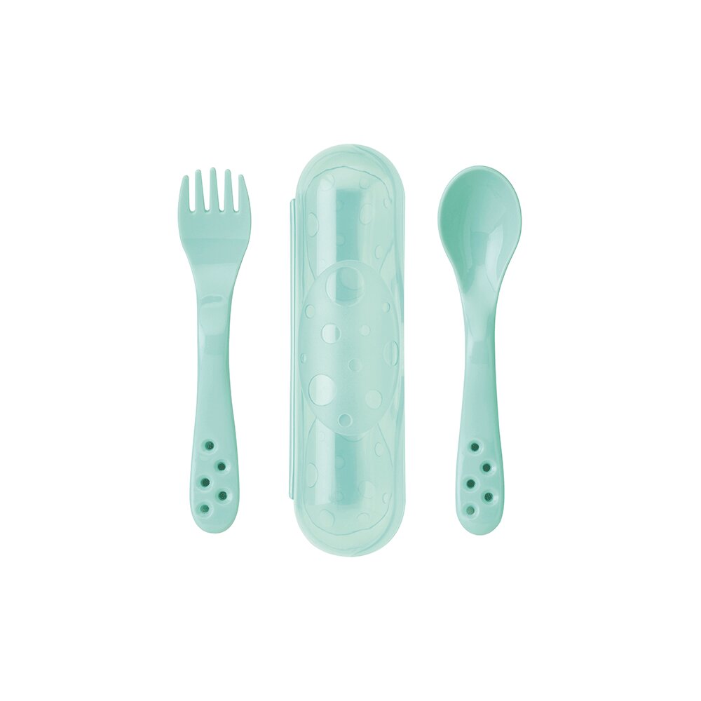 Saro Baby Set 2 lingurite ergonomice in carcasa mint
