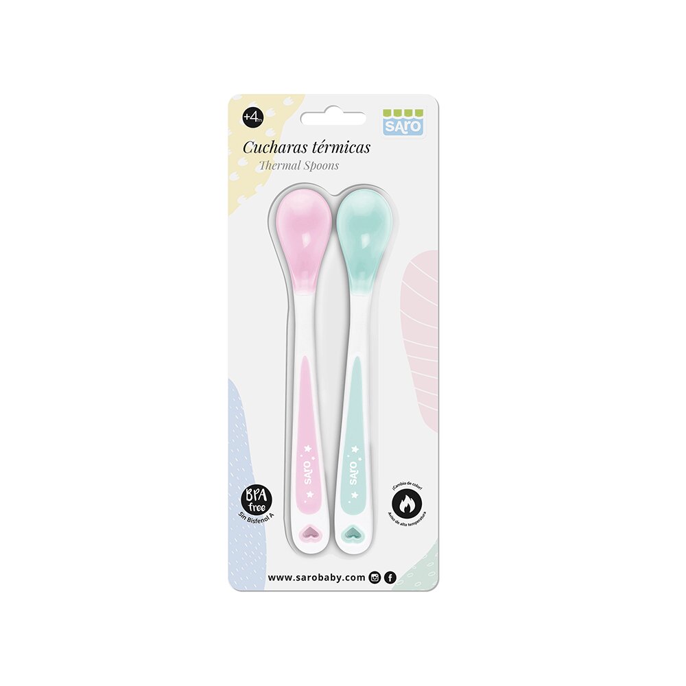 Saro Baby Set 2 lingurite termice Soft-Ended rose mint