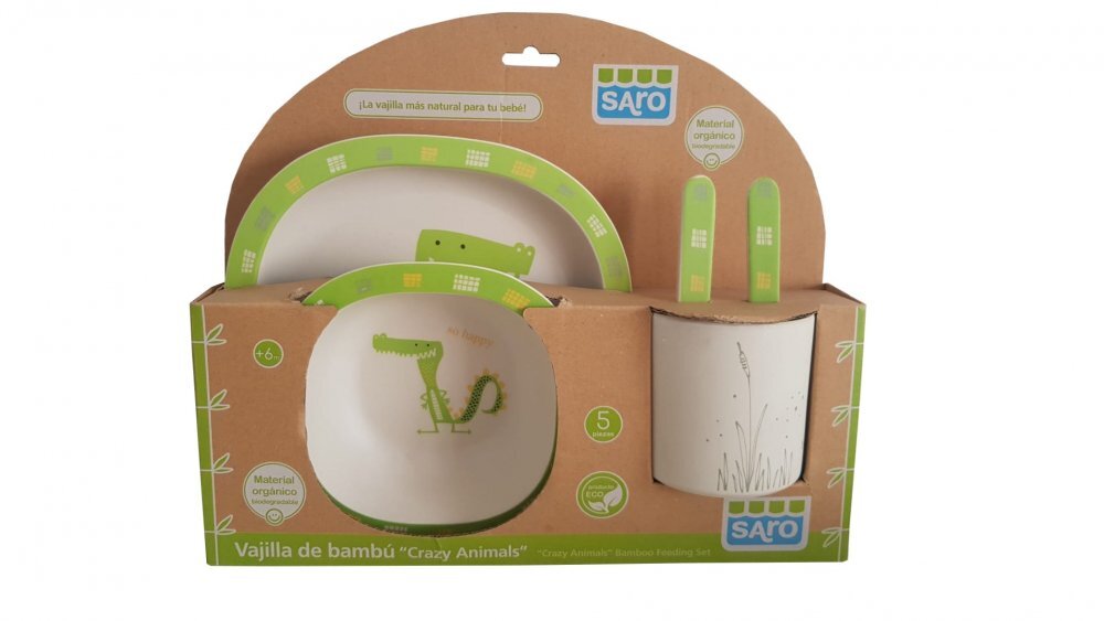 Saro Baby Set 5 piese alimentatie Crazy Animals Crocodil