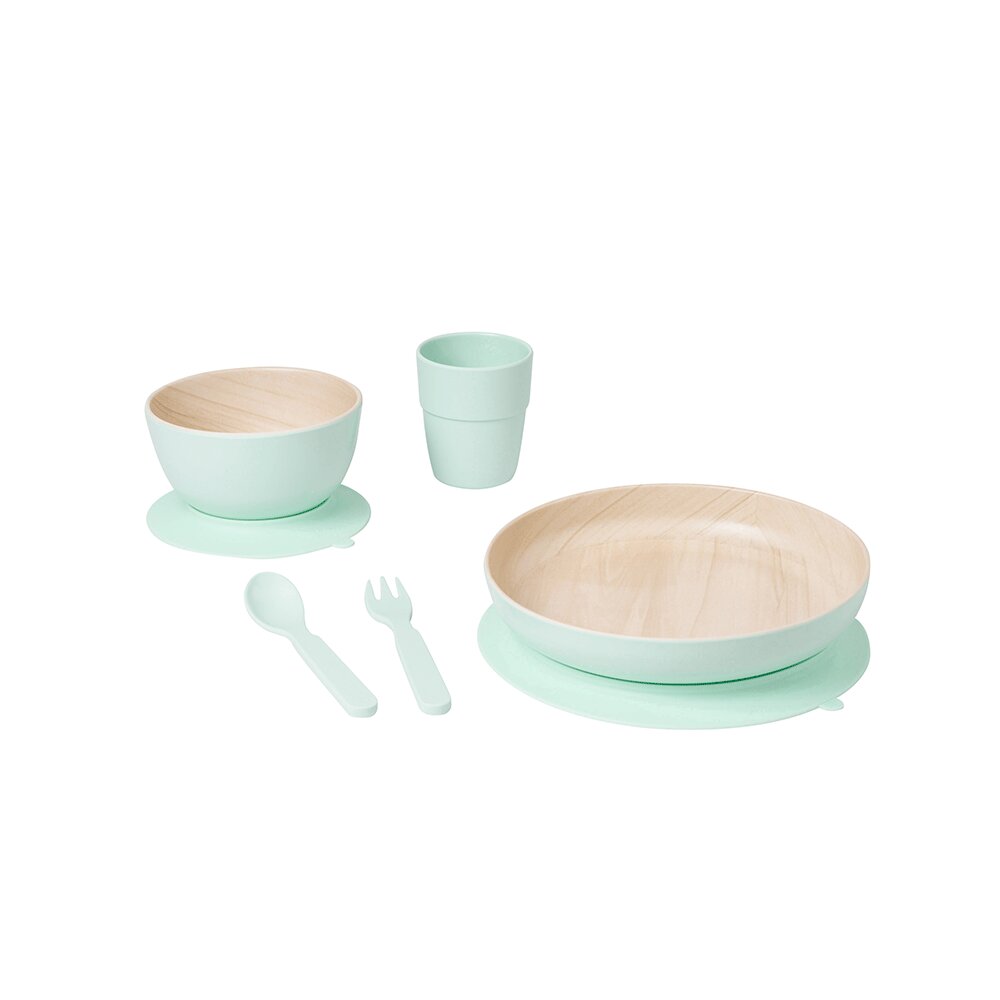 Saro Baby Set complet de masa 5 piese cu ventuza Nordic Mint