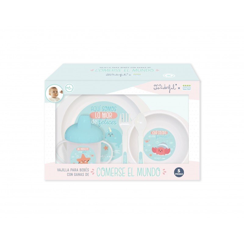 Saro Baby Set complet de masa cu 5 piese La Mar De Felices blue