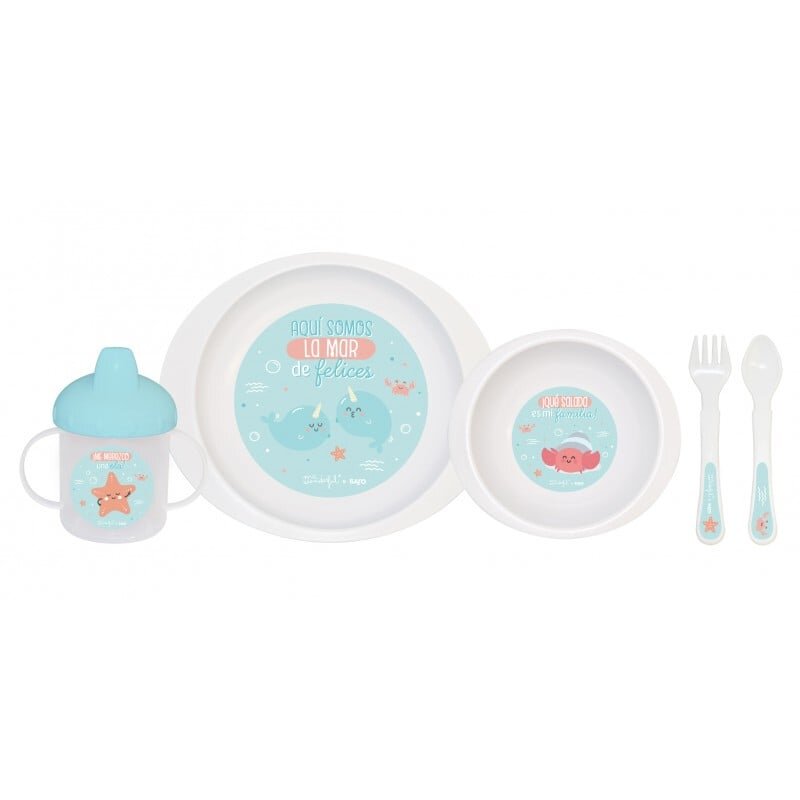 Saro Baby Set complet de masa cu 5 piese La Mar De Felices blue