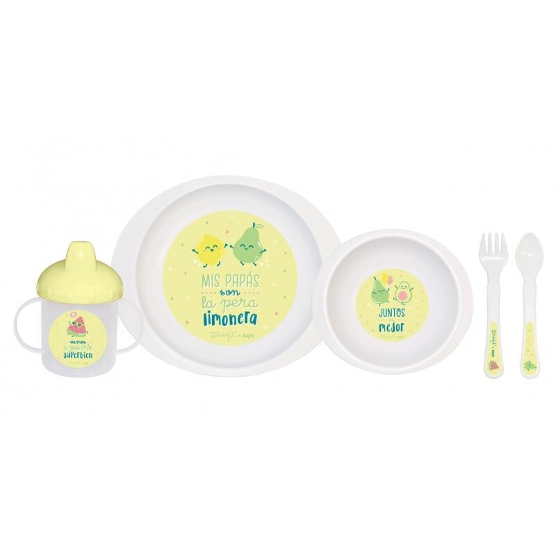 Saro Baby Set complet de masa cu 5 piese La Pera Limonera yellow