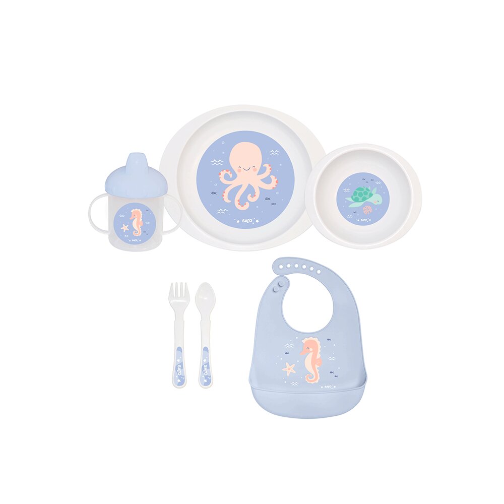 Saro Baby Set complet de masa cu 6 piese Ocean Life blue