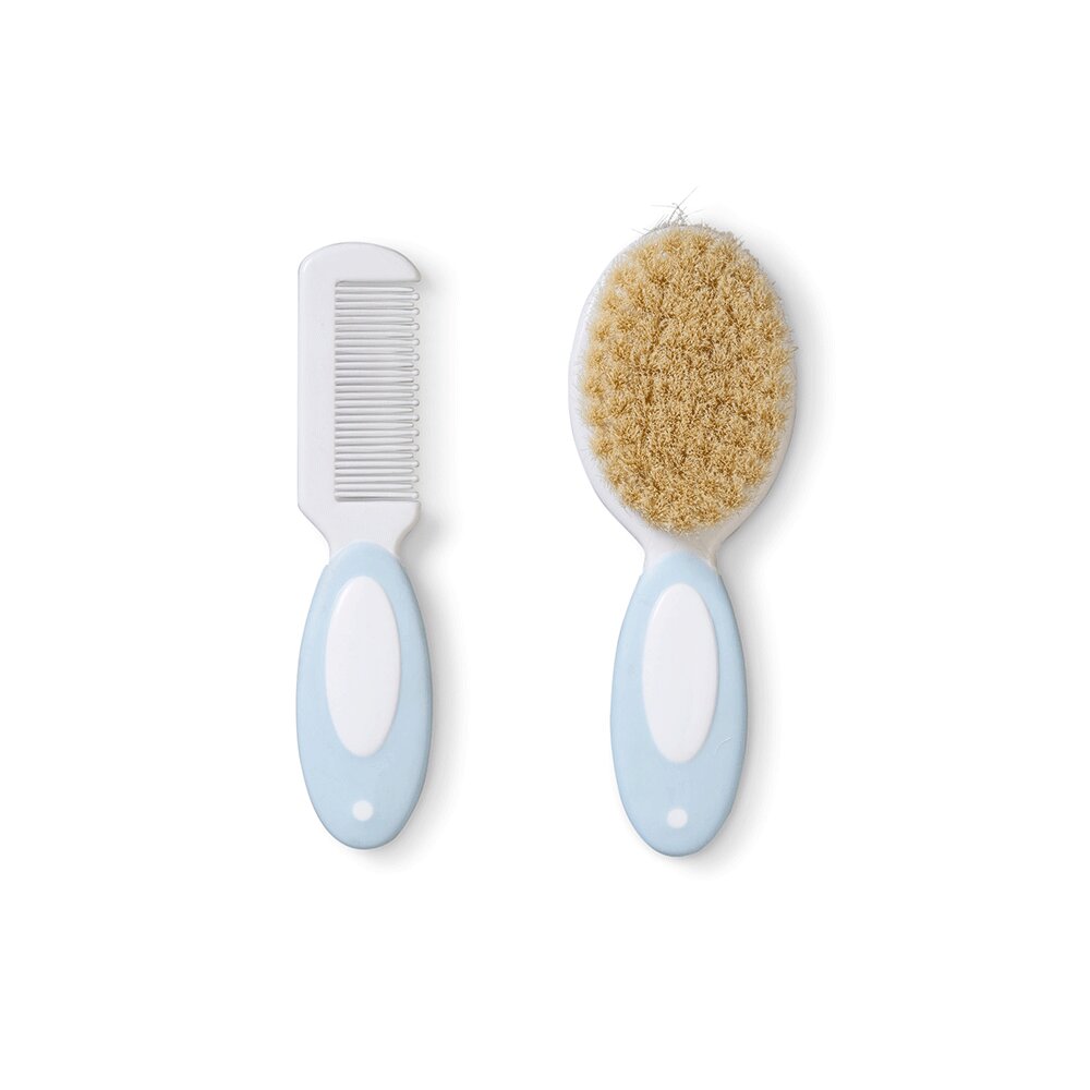 Saro Baby Set pieptene si perie cu peri naturali pentru bebelusi blue