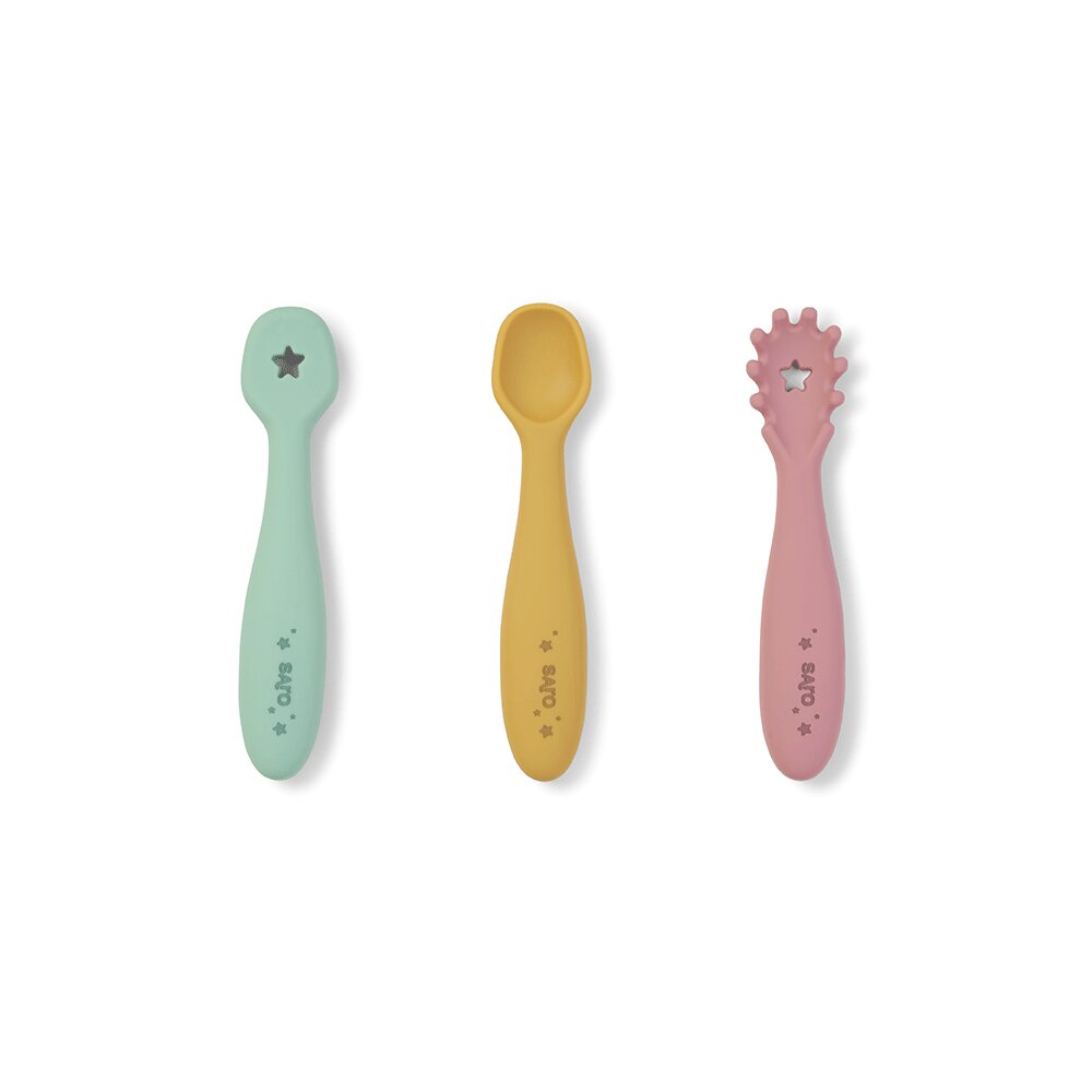 Saro Baby Set pre-lingurite din silicon pentru diversificare bebelusi blossom