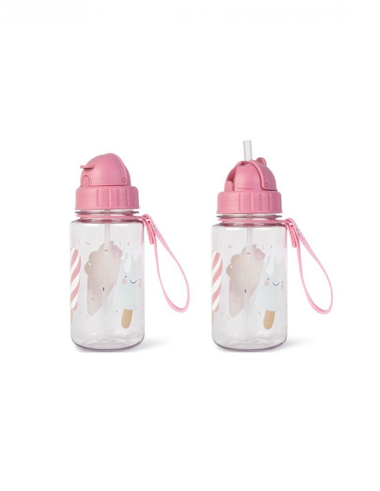 Saro Baby Sticla de apa pentru copii Saro Ice Cream 400 ml cu pai din silicon retractabil anti-picurare din tritan fara BPA