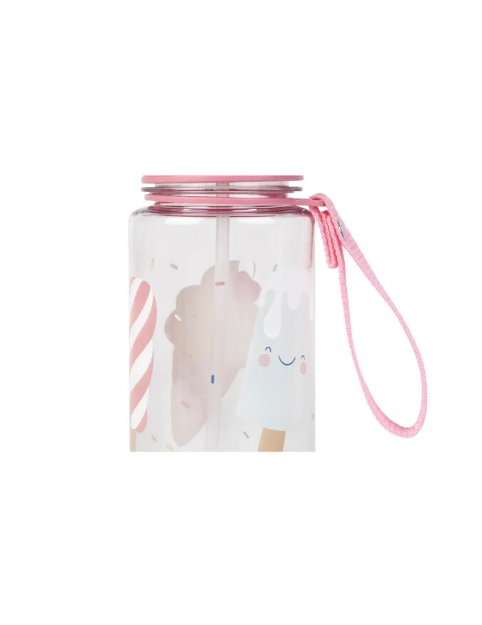 Saro Baby Sticla de apa pentru copii Saro Ice Cream 400 ml cu pai din silicon retractabil anti-picurare din tritan fara BPA