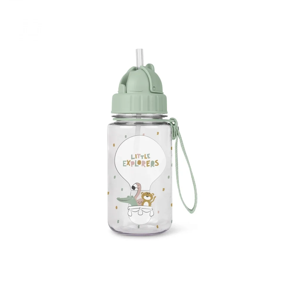 Saro Baby Sticla de apa pentru copii Saro Little Explorers 400 ml cu pai din silicon retractabil anti-picurare din tritan fara BPA