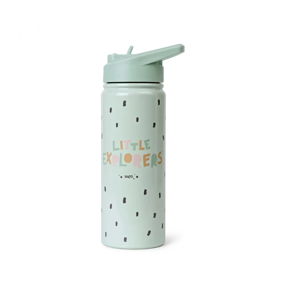 Saro Baby Sticla termica Premium pentru copii Saro Little Explorer 500 ml otel inoxidabil 304 fara BPA anti-condens 12h cu pai retractabil si capac etans
