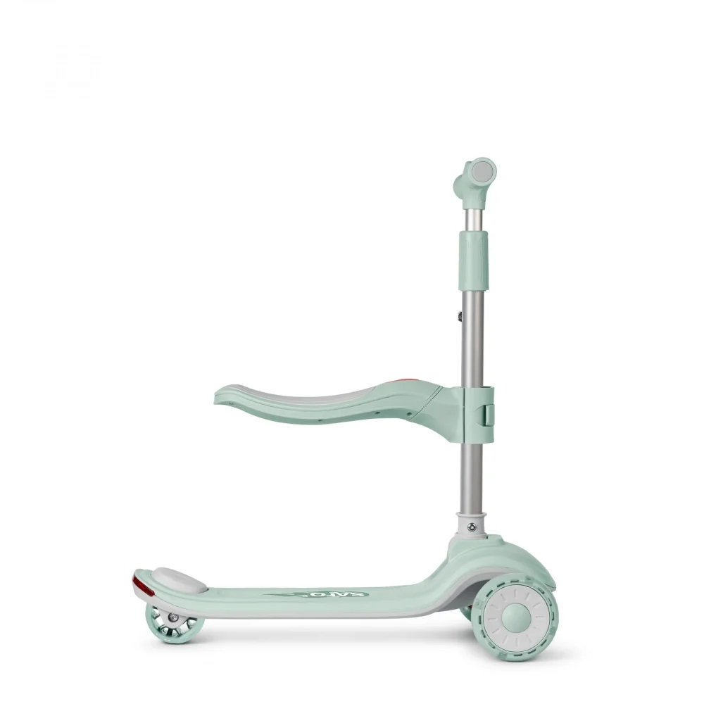 Saro Baby Trotineta evolutiva 2 in 1 Saro Cool Rider mint pliabila cu scaunel bluetooth difuzor roti LED si frana spate pentru copii 12 luni+ greutatea admisa 50 kg